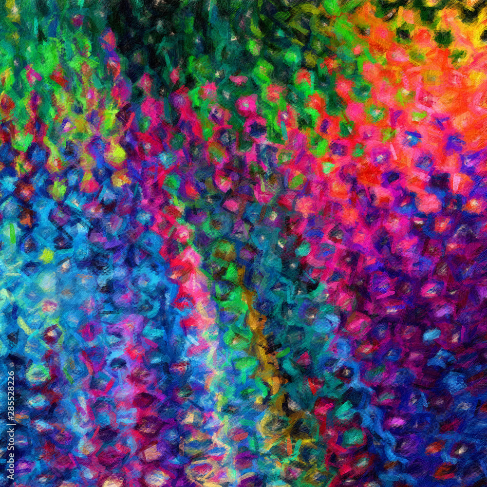 Fototapeta premium Abstract painting, Wall art, Canvas print, Oil paint, Modern drawing, Textured brushstrokes, Contemporary impressionism style, Warm fancy colors, Psychedelic design pattern, surreal fine art
