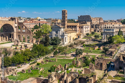 Obraz na plátně Ancient Forum Titus Arch Roman Colosseum Rome Italy
