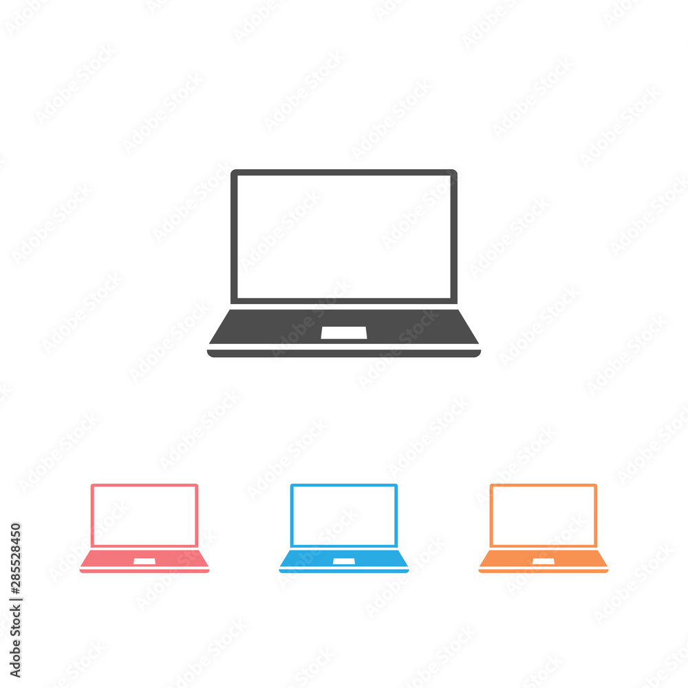 Laptop device icon set, office appliances - stock Laptop device icon set, office appliances - stock