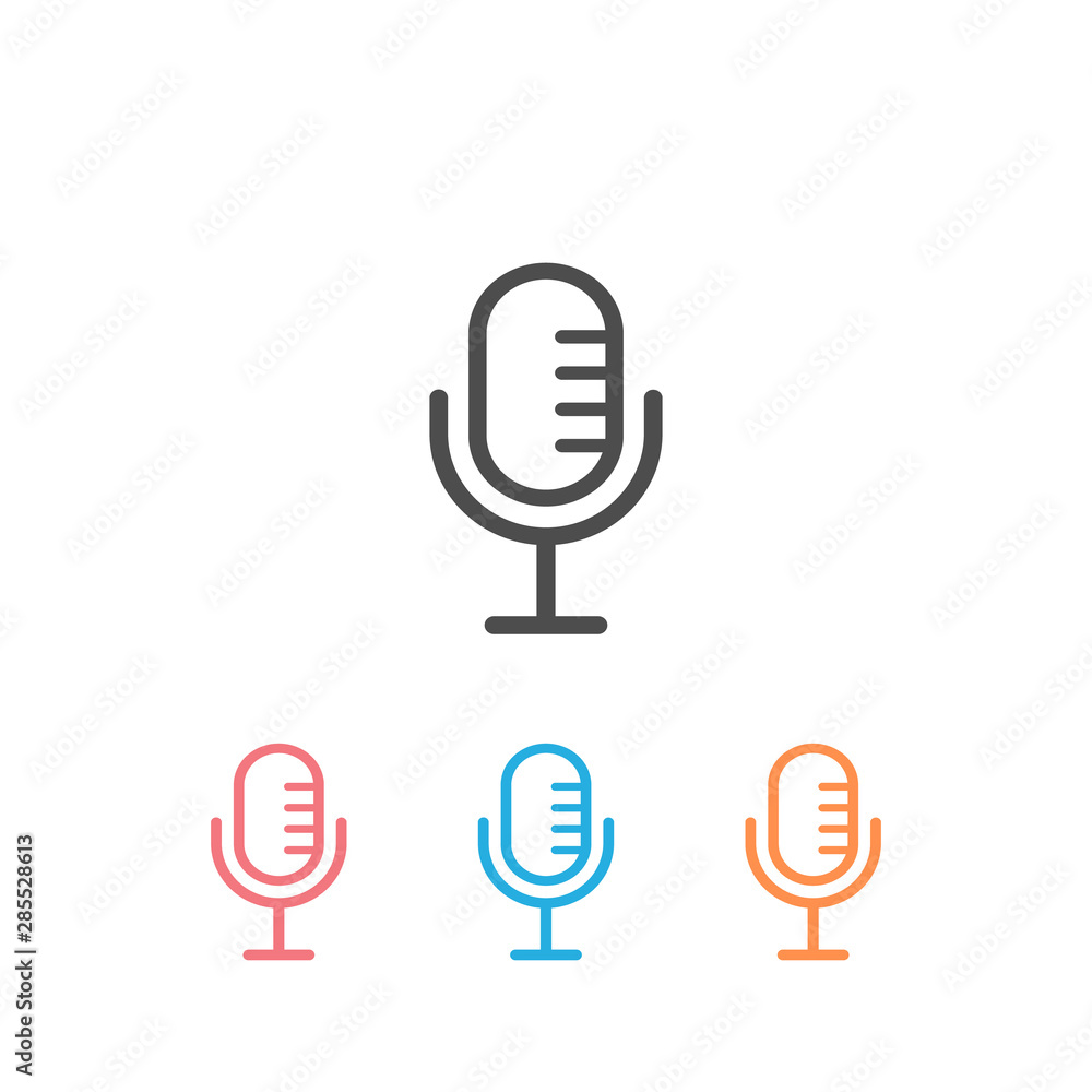 Microphone Set Icon Vector Symbol Illustration Microphone Set Icon Vector Symbol Illustration