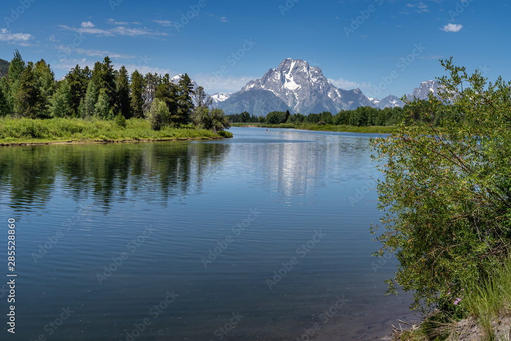View of Mount Moran on a summer day