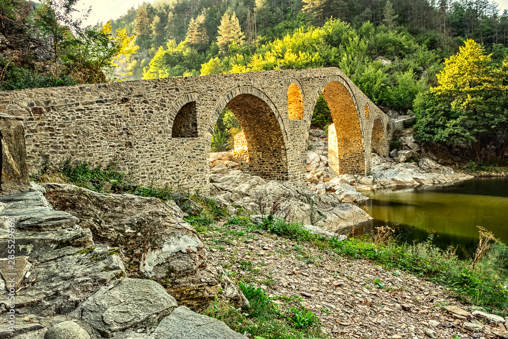 Beautiful old stone bridge near Ardino, Bulgaria
