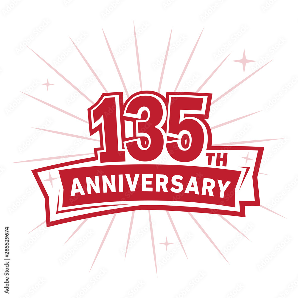 135years anniversary celebration logo design template. Vector and illustration.