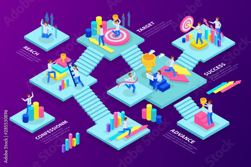 Run To Goal Isometric Infographic