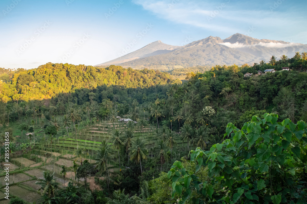 View of Mount Rinjani at sunrise, Lombok, Indonesia