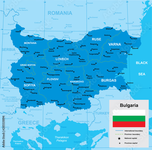 vector map of Bulgaria
