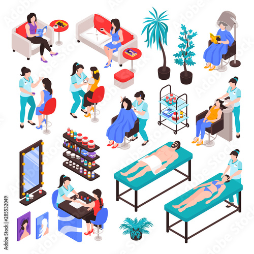 Beauty Salon Isometric Set