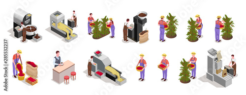 Coffee Production Isometric Elements 