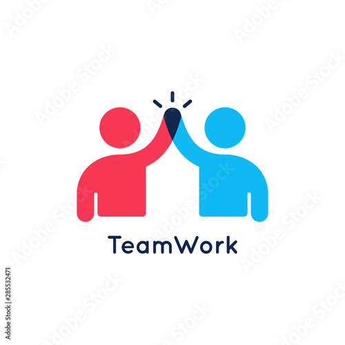 Teamwork concept logo. Team work icon on white photo