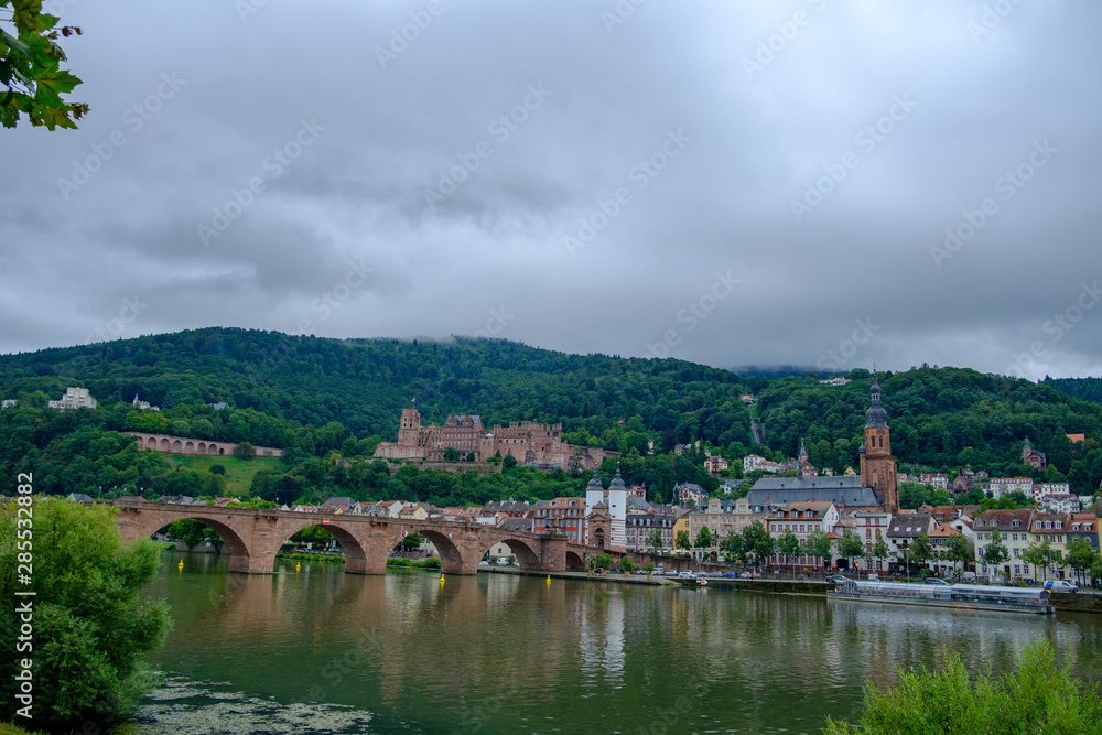 View of the beautiful medieval city of Heidelberg and river Neckar, Germany