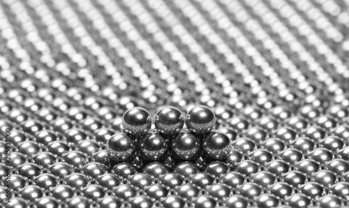 BB's silver balls background and texture, side view