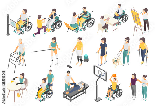 Disabled People Isometric Icons