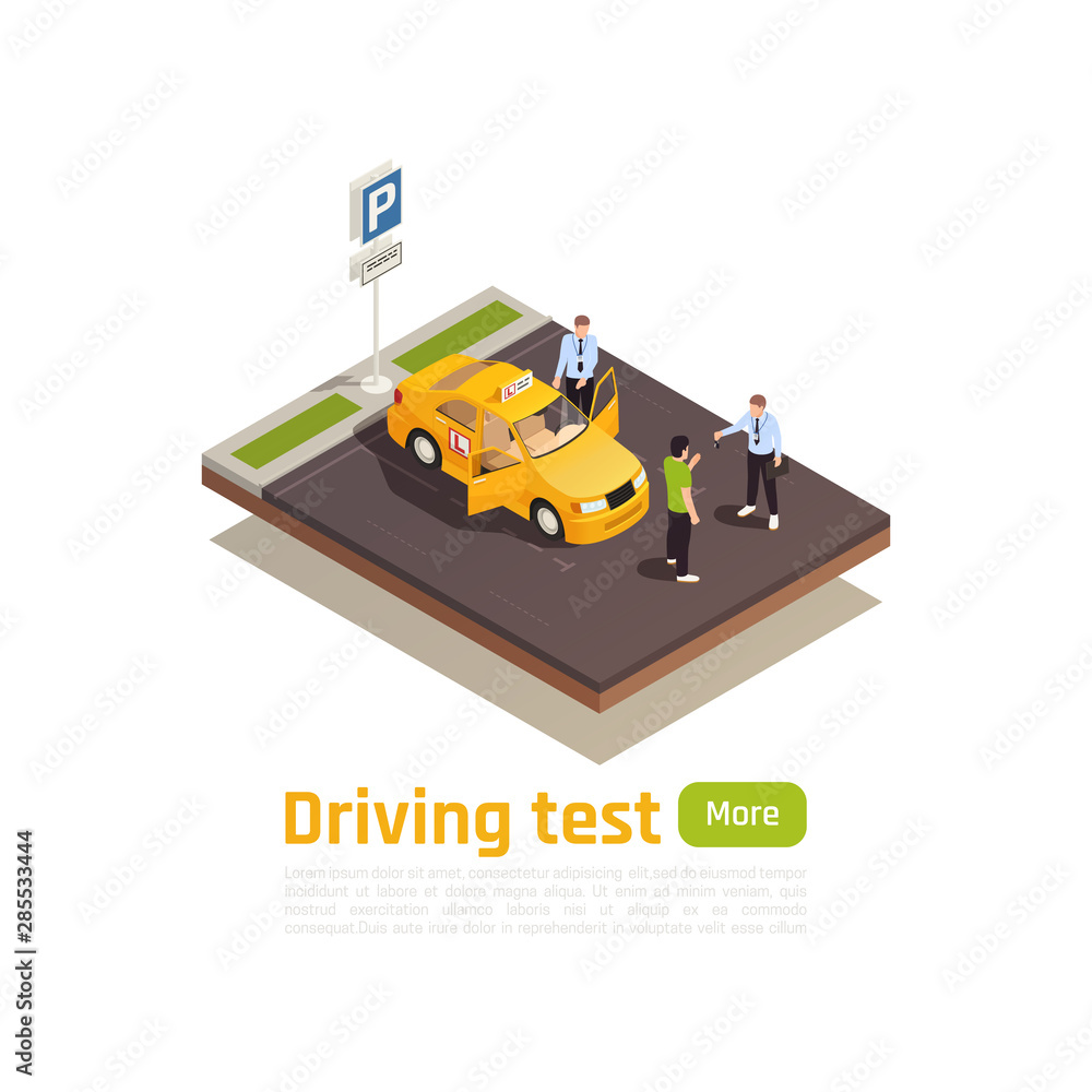 Driving School Isometric Composition Driving School Isometric Composition