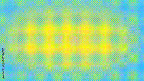 Yellow and blue dotted background in pop art retro style, vector illustration