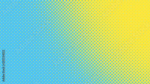 Yellow and blue dotted background in retro pop art comic style, vector illustration