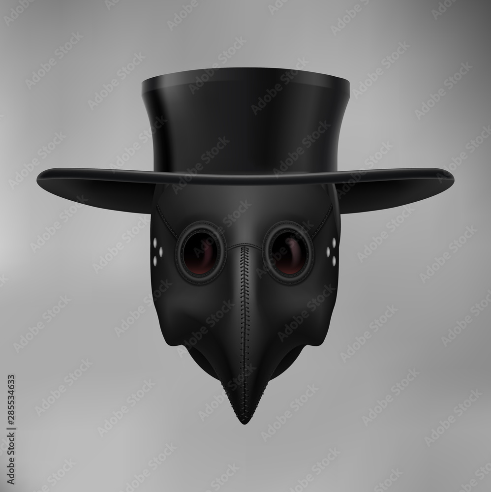 Plague Doctor Head Profile, with Bird Mask and Hat. Medieval Death ...