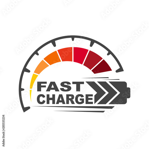 Battery charging logo icon. Quick and fast charge logo icon. EPS 10.