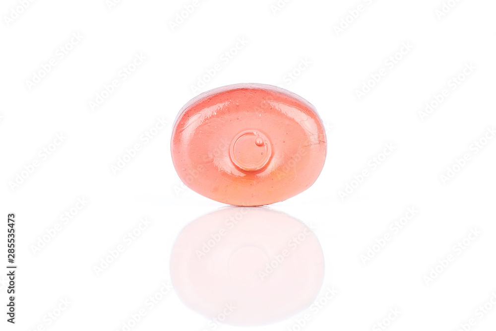 One whole cherry colourful hard candy isolated on white background One whole cherry colourful hard candy isolated on white background