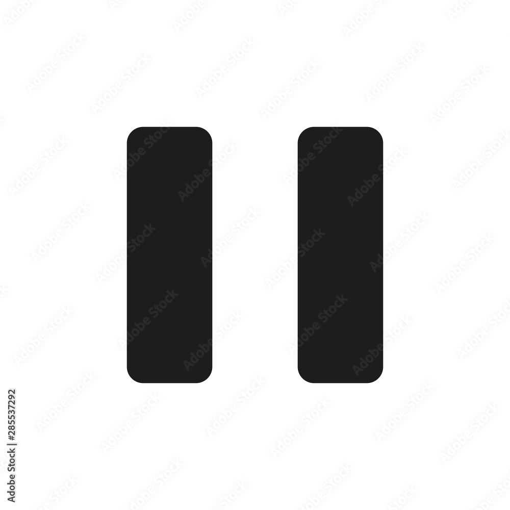Black pause icon isolated on white background Black pause icon isolated on white background