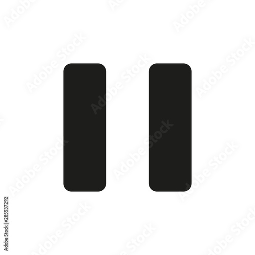 Black pause icon isolated on white background