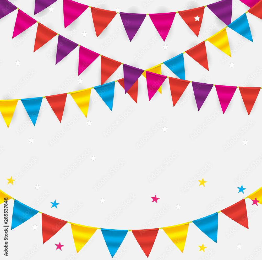 Obraz premium Party Background with Flags Vector Illustration