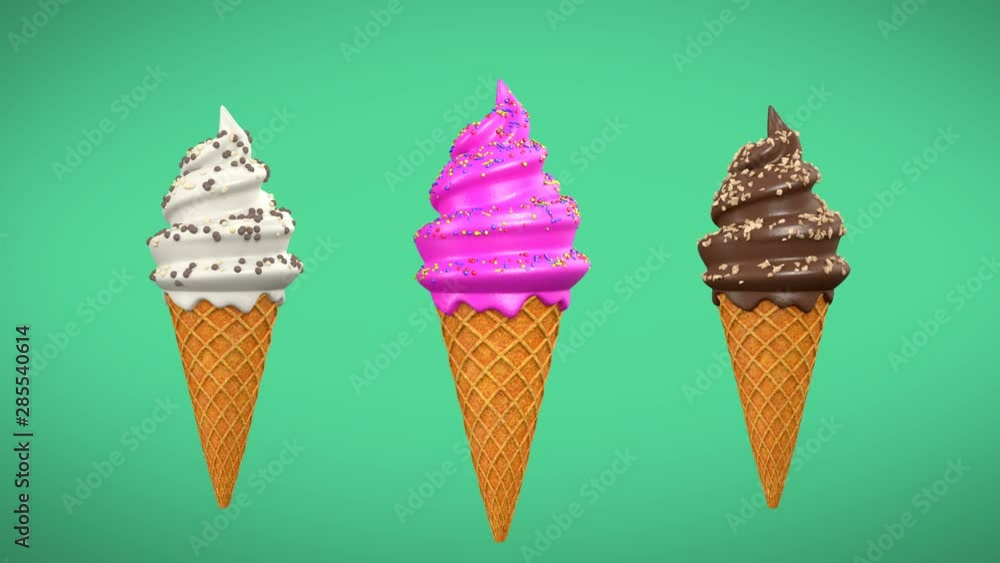 Realistic 3d model ice cream with waffle cone rotated around an axis Realistic 3d model ice cream with waffle cone rotated around an axis
