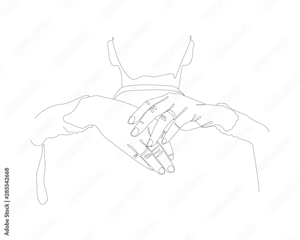 continuous single non-painted one-line hands of a man and a woman drawn by hand picture silhouette. Line art. hands woven vector. Simple, minimalistic art. Black and white one linear. love concept continuous single non-painted one-line hands of a man and a woman drawn by hand picture silhouette. Line art. hands woven vector. Simple, minimalistic art. Black and white one linear. love concept