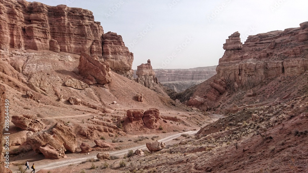 Overview of a valley in the colorful Charyn Canyon in Kazakhstan