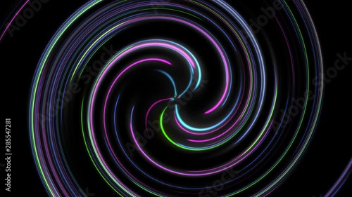 Amazing Colorful Spiral Neon lights. Abstract motion Background. Motion Spin Hypnotic Loop photo