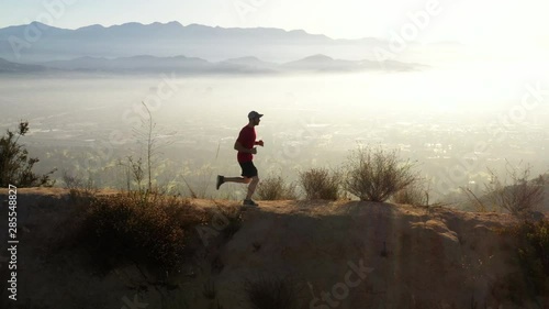 A man going for his moring workout in the hills above Hallywood