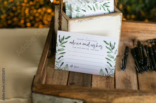 advice card for wedding couple