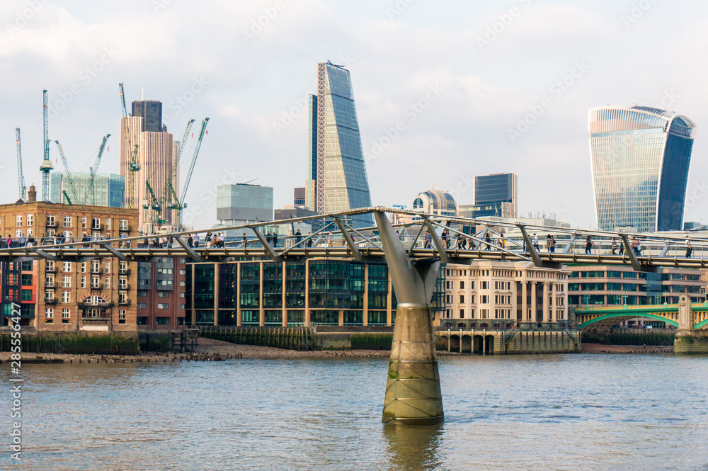 Millennium Bridge over River Thames, London
