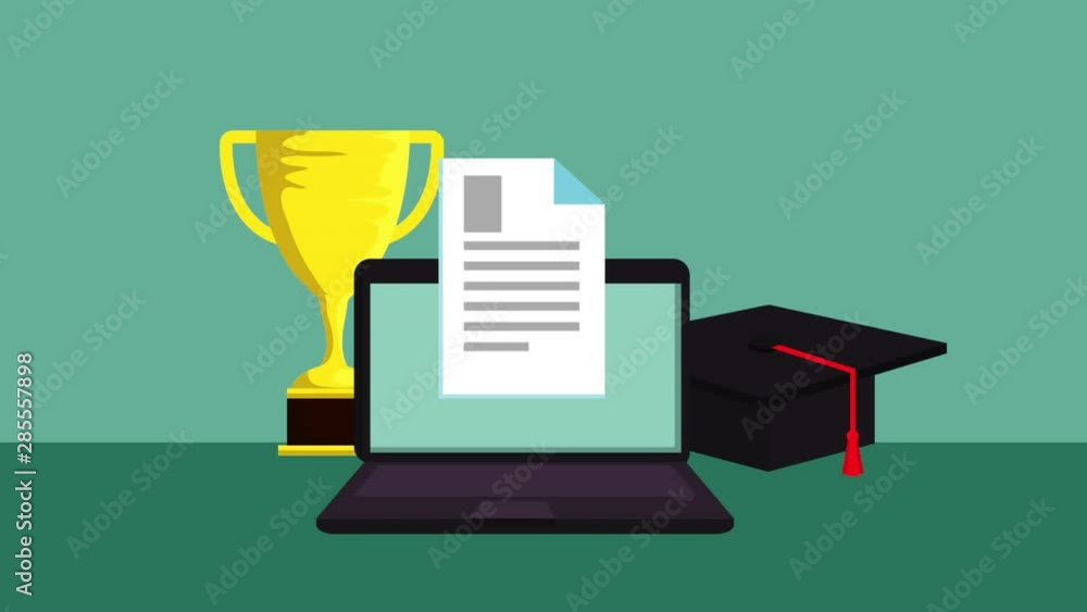 education on line with laptop technology animation education on line with laptop technology animation