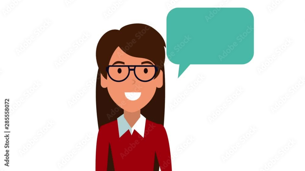 young teacher female with speech bubble animation young teacher female with speech bubble animation