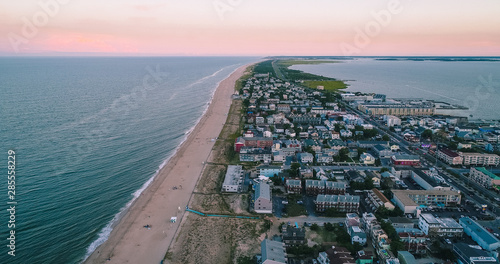 An aerial view of Dewey Beach in Delaware, a popular summertime tourist destination photo