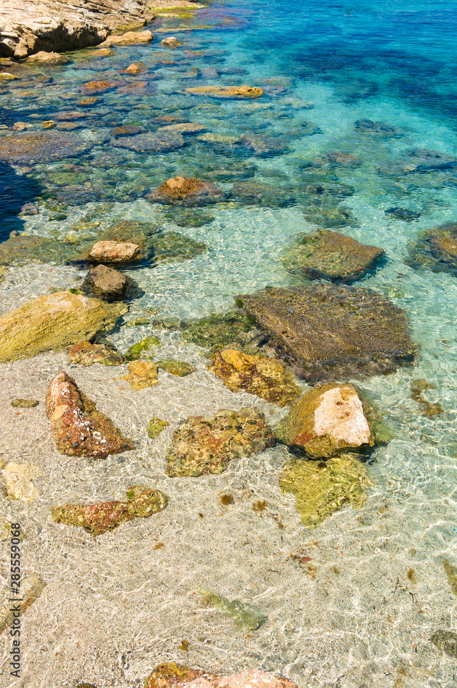 Coast rocks of the Mediterranean sea, Crete, Greece Coast rocks of the Mediterranean sea, Crete, Greece