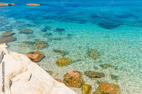 Coast rocks of the Mediterranean sea, Crete, Greece