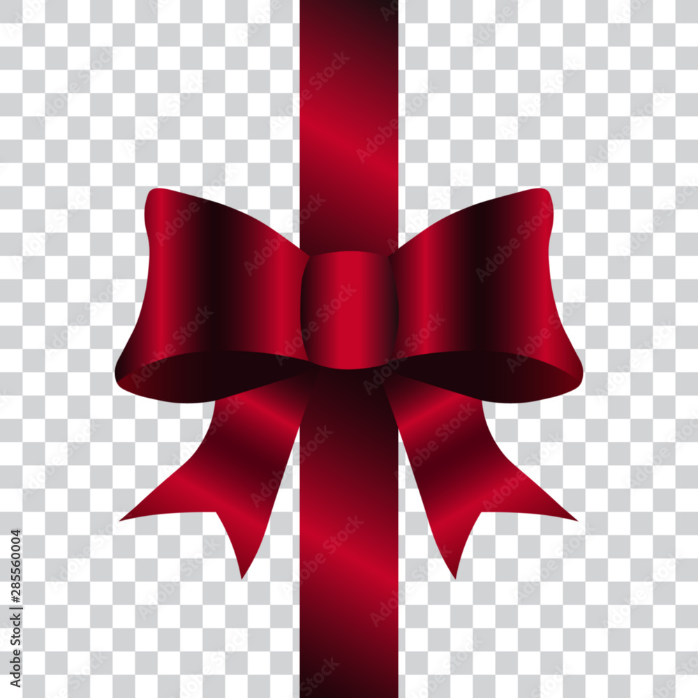 Realistic Red Bow Christmas Shiny Red Satin Ribbon New Year Gift Decorative  Red Satin Ribbon And Bow With Shadow On Transparent Background Stock Vector  Stock Illustration - Download Image Now - iStock