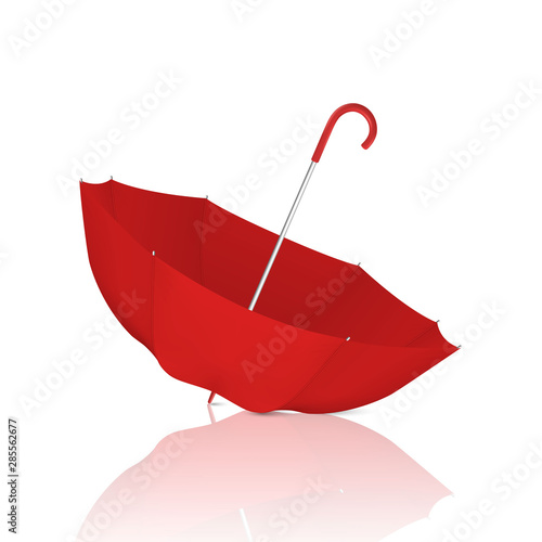 Vector 3d Realistic Render Red Blank Umbrella Icon Upside Down Closeup Isolated on White Background. Design Template of Opened Parasol for Mock-up, Branding, Advertise etc. Front View