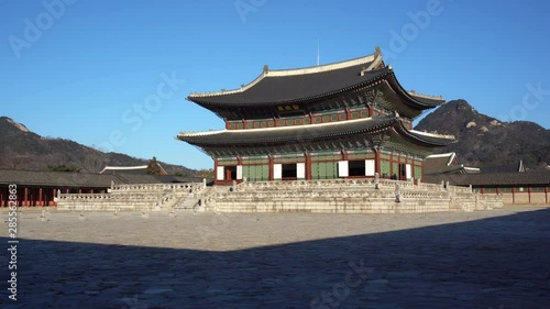 Tilt down on the  Gyeongbokgung Palace, Seoul, ​South Korea photo