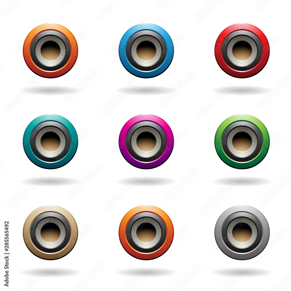 Embossed Round Loudspeaker Icons Vector Illustration Embossed Round Loudspeaker Icons Vector Illustration
