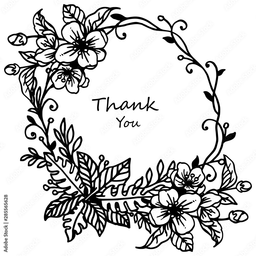 Various crowd of leaf flower frame, for template design of card thank you. Vector