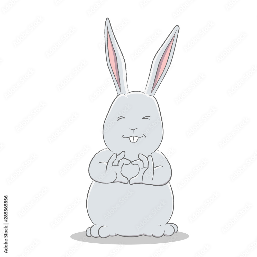 Grey Easter Bunny Making a Heart Vector Illustration Grey Easter Bunny Making a Heart Vector Illustration
