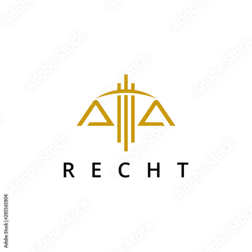 law logo in simple line gold color balance icon company abstract design