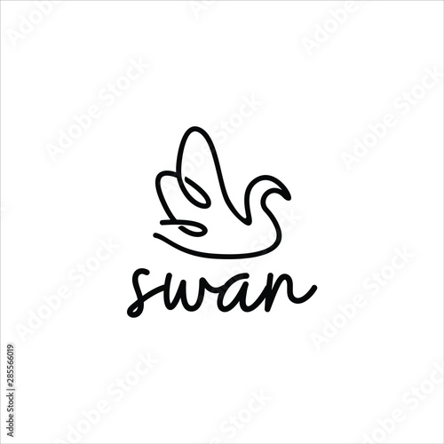 Fototapeta Naklejka Na Ścianę i Meble -  simple abstract black line swan shape beauty logo design 