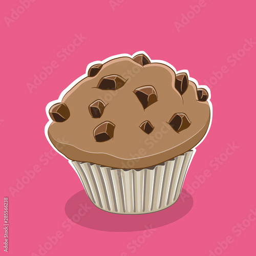 Muffin Icon on a Pink Background Vector Illustration