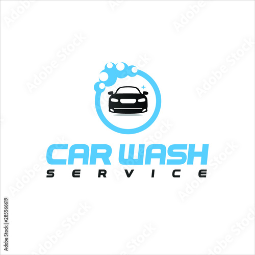 simple fresh blue car wash service logo design idea