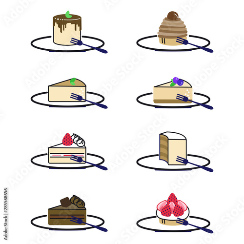 カフェ　シンプル　ケーキ　セット