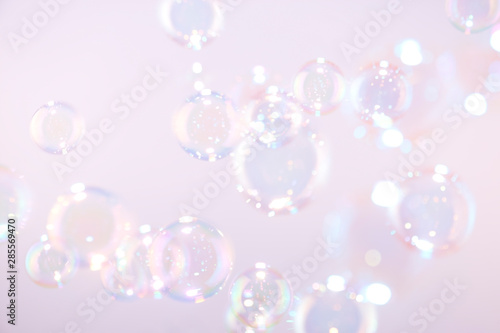 beautiful colorful soap bubbles background. Soap Sud Bubbles Water.	