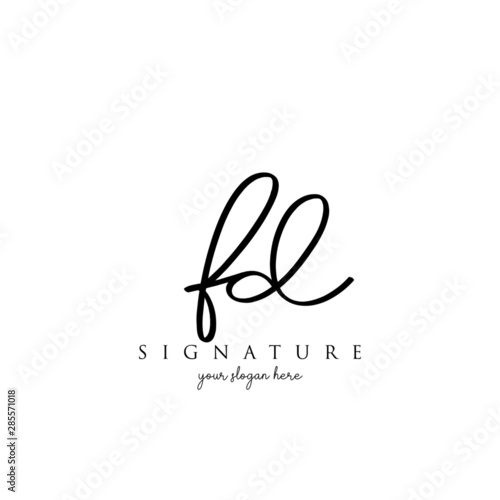 FD Letter Signature Logo Template Vector photo